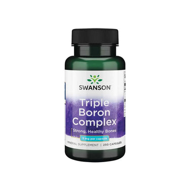 Bottle of Boron Triple Complex 3 mg, 250 capsules by Swanson, formulated as a dietary supplement to support strong, healthy bones.